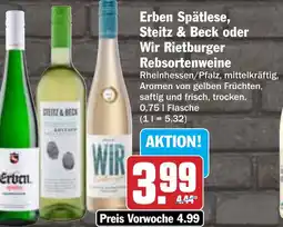 Hit Erben Spätlese, Steitz & Beck oder Wir Rietburger Rebsortenweine Angebot