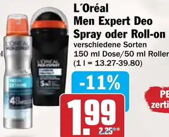 Hit L'Oréal Men Expert Deo Spray oder Roll-on Angebot