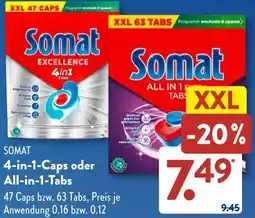 Aldi Süd SOMAT 4-in-1 Caps oder All-in-1 Tabs Angebot