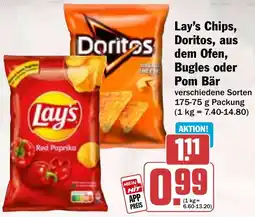 Hit Lay's Chips, Doritos, aus dem Ofen, Bugles oder Pom Bär Angebot