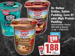 Hit Dr. Oetker Grütze, Sahne Pudding, Love It! oder High Protein Pudding Angebot