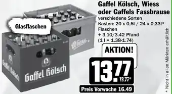 Hit Gaffel Kölsch, Wiess oder Gaffels Fassbrause Angebot