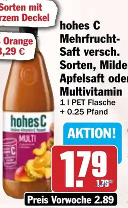 Hit hohes C Mehrfrucht Saft versch. Sorten, Milder Apfelsaft oder Multivitamin Angebot