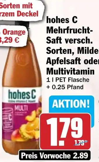 Hit hohes C Mehrfrucht Saft versch. Sorten, Milder Apfelsaft oder Multivitamin Angebot