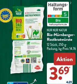 Aldi Süd NUR NUR NATUR Bio-Nürnberger Rostbratwürste Angebot