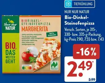 Aldi Süd NUR NUR NATUR Bio-Dinkel Steinofenpizza Angebot