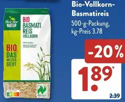 Aldi Süd NUR NUR NATUR Bio-Vollkorn Basmatireis Angebot