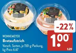 Aldi Süd WONNEMEYER Brotaufstrich Angebot