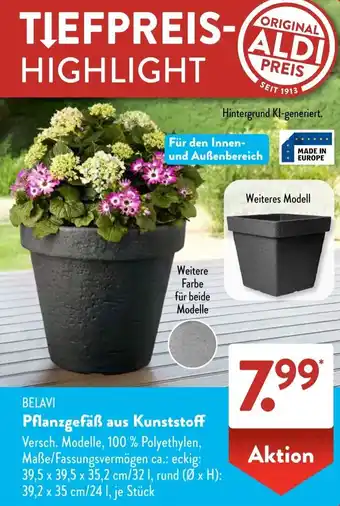 Aldi Süd BELAVI Pflanzgefäß aus Kunststoff Angebot