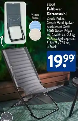 Aldi Süd BELAVI Faltbarer Gartenstuhl Angebot