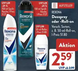 Aldi Süd REXONA Deospray oder Roll-on Angebot