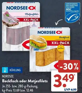 Aldi Süd NORDSEE Backfisch oder Matjesfilets Angebot