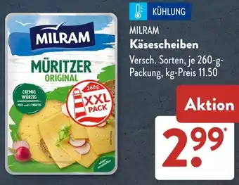 Aldi Süd MILRAM Käsescheiben Angebot