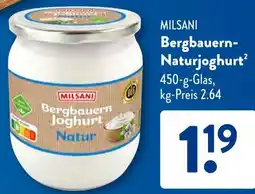Aldi Süd MILSANI Bergbauern Naturjoghurt Angebot