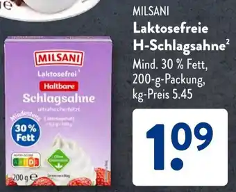 Aldi Süd MILSANI Laktosefreie H-Schlagsahne Angebot