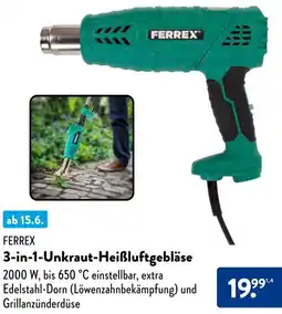 Aldi Süd FERREX 3-in-1 Unkraut Heißluftgebläse Angebot