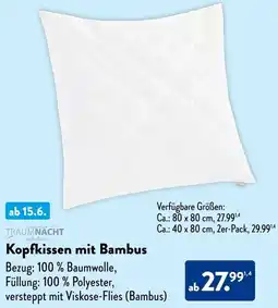Aldi Süd TRAUMNACHT Kopfkissen mit Bambus Angebot