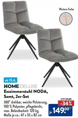 Aldi Süd HOME DELUXE Esszimmerstuhl NODA, Samt, 2er-Set Angebot