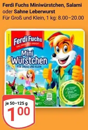 Globus Ferdi Fuchs Miniwürstchen, Salami oder Sahne Leberwurst Angebot