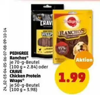 PENNY Pedigree Ranchos Oder Crave Chicken Protein Wraps Angebot