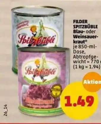 PENNY Filder Spitzbüble Blau- Oder Weinsauerkraut Angebot