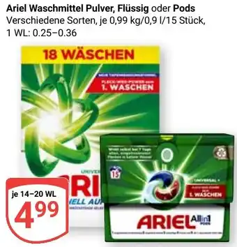 Globus Ariel Waschmittel Pulver, Flüssig oder Pods Angebot