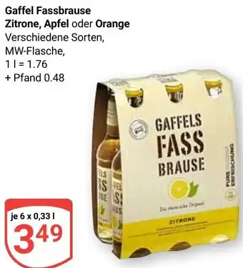 Globus Gaffel Fassbrause Zitrone, Apfel oder Orange Angebot