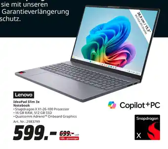 MediaMarkt Lenovo ideapad slim 3x notebook Angebot