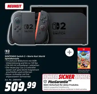 MediaMarkt Nintendo switch 2 + mario kart world spielekonsole Angebot