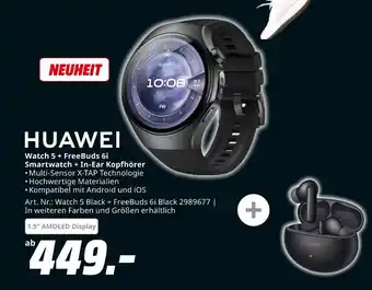 MediaMarkt Huawei watch 5 + freebuds 6i smartwatch + in-ear kopfhörer Angebot
