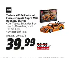 MediaMarkt Lego technic 42204 fast and furious toyota supra mk4 bausatz, orange Angebot