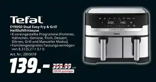 MediaMarkt Tefal ey905d dual easy fry & grill heißluftfritteuse Angebot