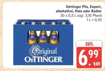 Marktkauf Oettinger pils, export, alkoholfrei, malz oder radler Angebot