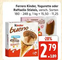 Marktkauf Ferrero kinder, yogurette oder raffaello stieleis Angebot