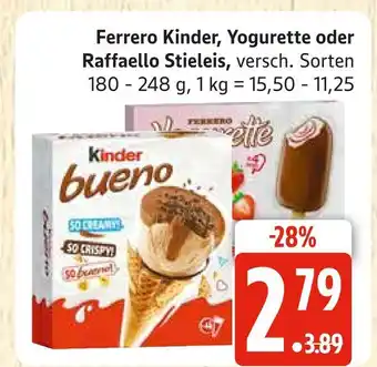 Marktkauf Ferrero kinder, yogurette oder raffaello stieleis Angebot
