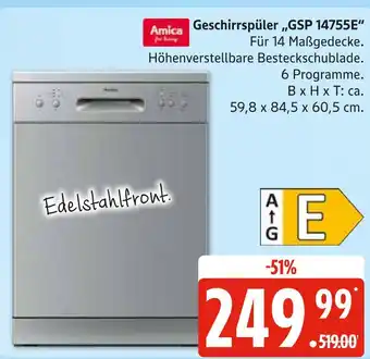 Marktkauf Amica geschirrspüler „gsp 14755e“ Angebot