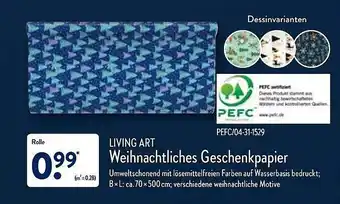 Aldi Nord Living Art „weihnachtliches Geschenkpapier“ Angebot