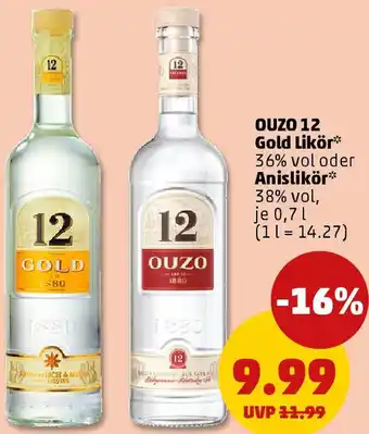 PENNY OUZO 12 Gold Likör oder Anislikör Angebot