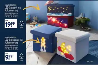 Aldi Nord Home Creation Led-sitzbank Mit Aufbewahrung Oder Led-sitzhocker Mit Aufbewahrung Angebot