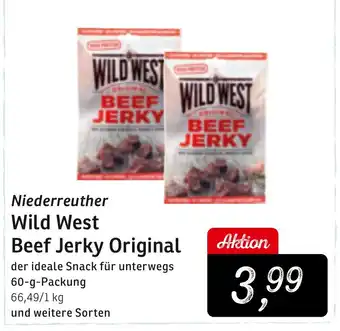 KONSUM Niederreuther Wild West Beef Jerky Original Angebot