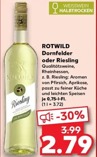 Kaufland ROTWILD Dornfelder oder Riesling Angebot