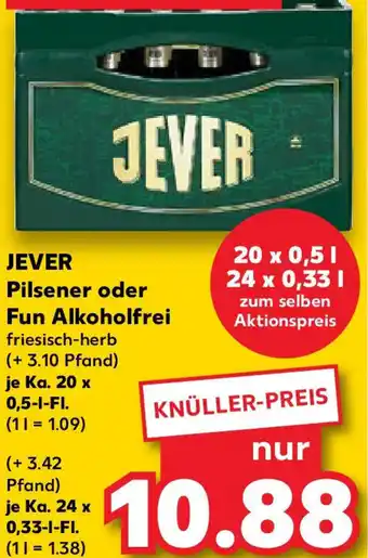 Kaufland JEVER Pilsener oder Fun Alkoholfrei Angebot
