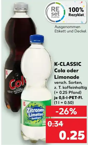 Kaufland K-CLASSIC Cola oder Limonade Angebot