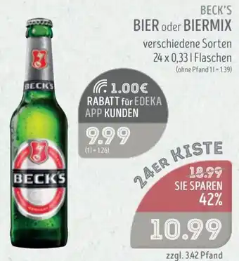 Edeka Struve BECK'S BIER oder BIERMIX Angebot
