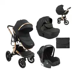 Netto Marken-Discount Kikkaboo Kombikinderwagen Irene 3 in 1 Babywanne Autositz Adapter Wickeltasche schwarz gold Angebot