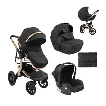 Netto Marken-Discount Kikkaboo Kombikinderwagen Irene 3 in 1 Babywanne Autositz Adapter Wickeltasche schwarz gold Angebot