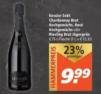 Marktkauf Kessler Sekt Chardonnay Brut Hochgewächs, Rosé Hochgewächs Oder Riesling Brut Jägergrün Angebot