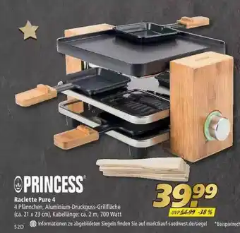 Marktkauf Raclette Pure 4 Princess Angebot