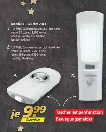 Marktkauf Mobile Led-leuchte 2in1 Angebot