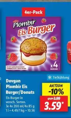 Lidl Dovgan Plombir Eis Burger/ Donuts Angebot